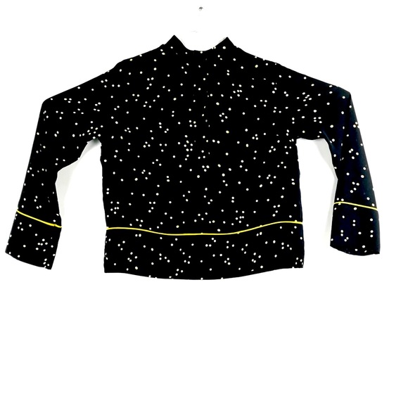 H&M size 2 black semi sheer Straight-cut blouse with a printed pattern. - Picture 8 of 9